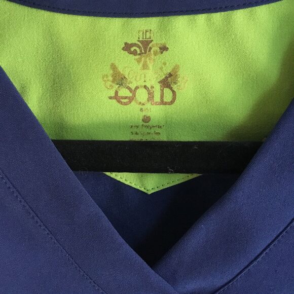 Navy blue size small ‘Med Couture’ women’s scrub top quick dry stretchy work S - Picture 2 of 6